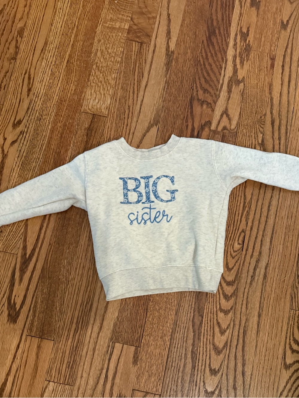 Rabbit Skins Light Gray 'BIG sister' Sweatshirt with Blue Text